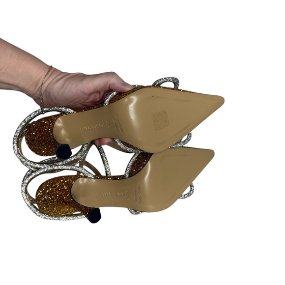 MACH & MACH Double Bow Crystal Gold Glitter Heels size 41.5/11.5 - Picture 9 of 12
